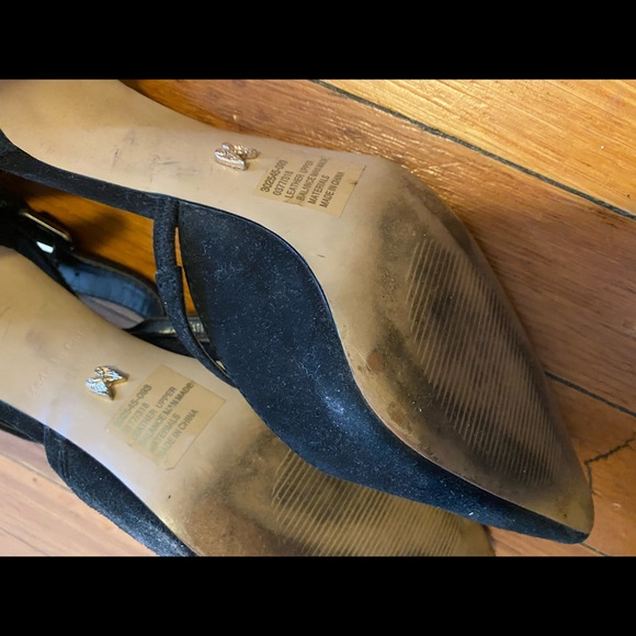 Victoria Secret 8.5 pointy black heel shoes strap suede - Picture 5 of 5